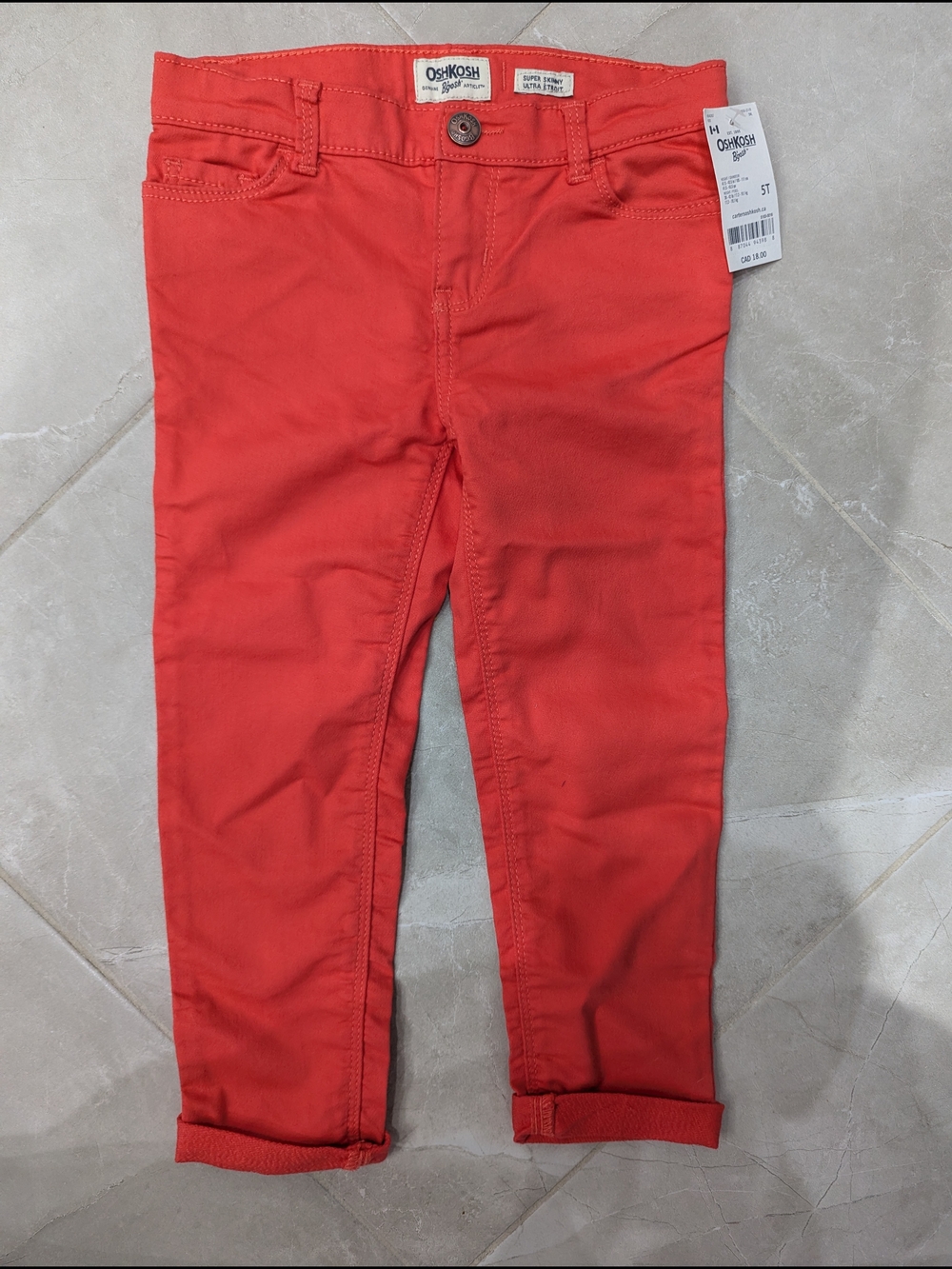 2/$35 OshKosh B’gosh Toddler Coral Red Super Skinny Pants – Size 5T
